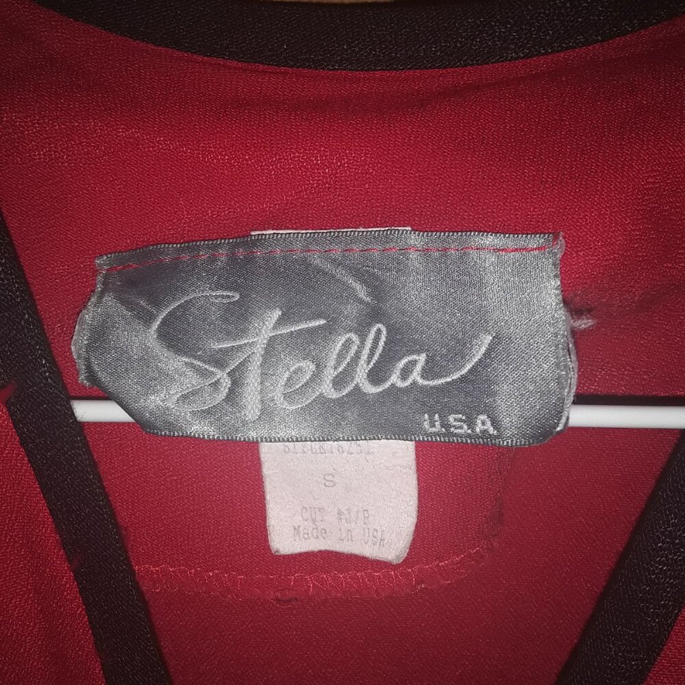 Vintage! Stella SZ SM Red Black Peplum Criss Cross Style Jacket - Picture 4 of 4